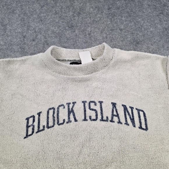 VTG Block Island Austins Inc Sweatshirt Mens Medium Gray Terry Cloth Pullover - Picture 5 of 13